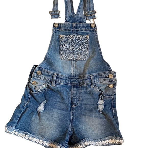 Jordache Girl Denim Overalls with Lace Trim - Picture 4 of 9